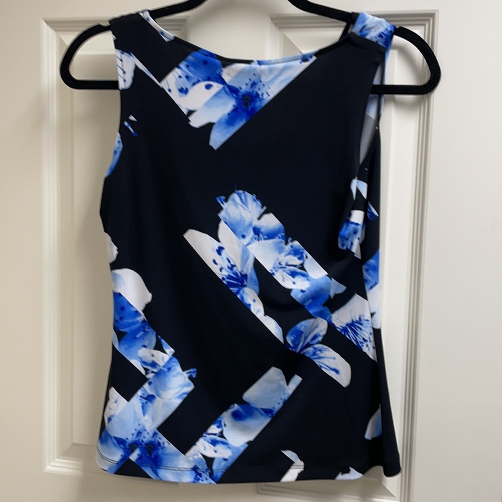 Calvin Klein Suits blue flowered cowl neck blouse - Picture 4 of 5
